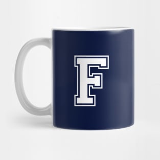 Initial Varsity Style Letter F Design Mug